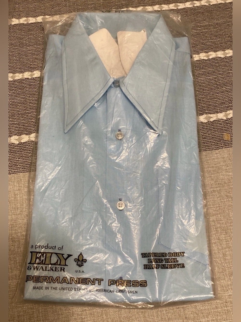 Vintage Ely Walker Plaza Square Shirt Mens M Button 70s NOS Cowboy Western USA